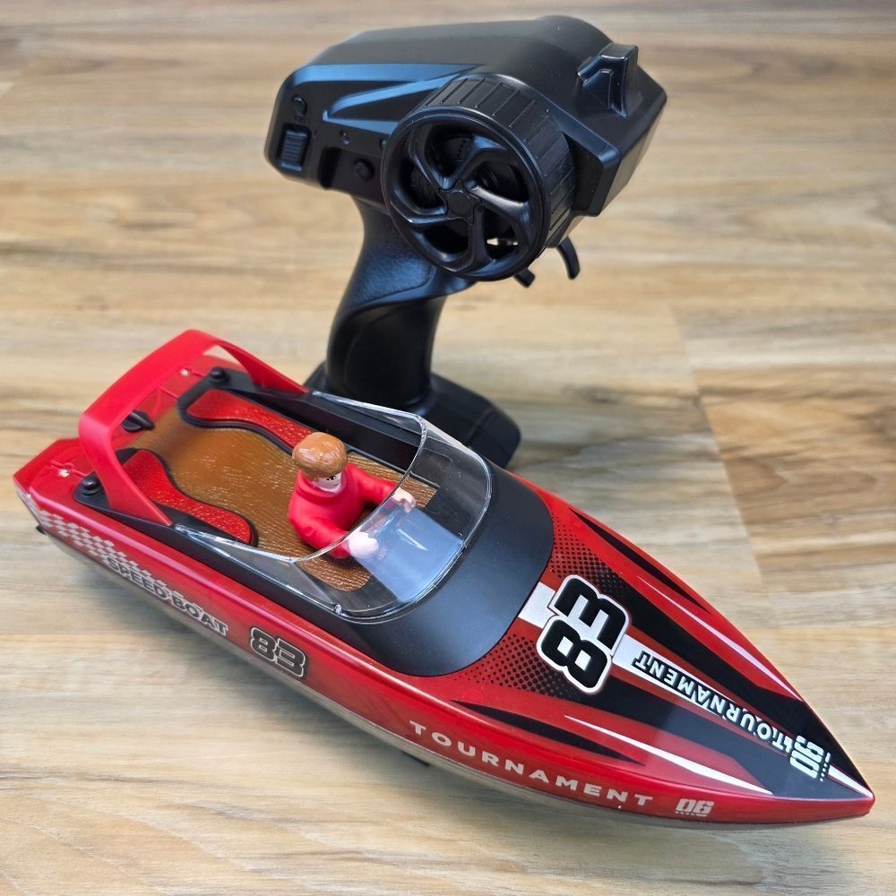 🩵NIB Red & Black Hi-Speed Racing Remote Control LED Lit Speedboat - Picture 7 of 13